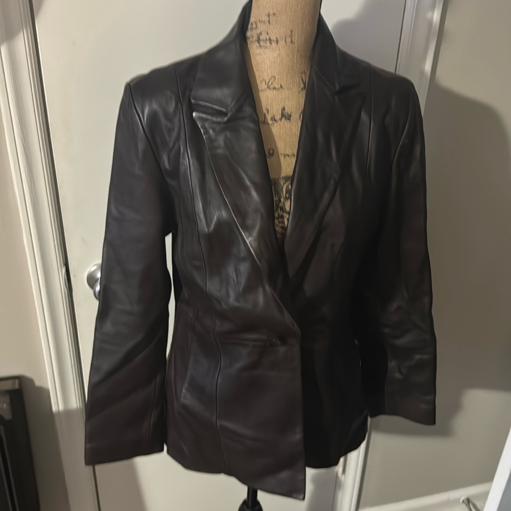 JLC New York size medium brown leather jacket